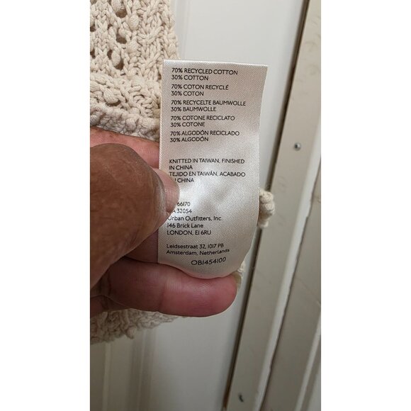 Free People We The Free Beige Crochet Button-Front Tank Top S Recycled Cotton Bl - Picture 6 of 6